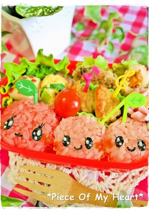 簡単キャラ弁りんごとさくらんぼちゃん❤-レシピのメイン写真