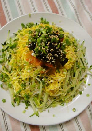 夏のまぜそば韓国風豆乳入りキムチそうめん-レシピのメイン写真