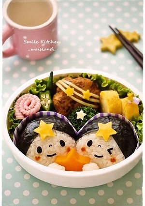 織姫さま＊彦星さまおにぎり♪七夕キャラ弁-レシピのメイン写真