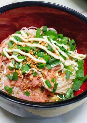 ツナマヨねぎたっぷりぶっかけそう麺-レシピのメイン写真