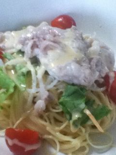 10分で完成!豚しゃぶ胡麻マヨ冷製パスタ-レシピのメイン写真