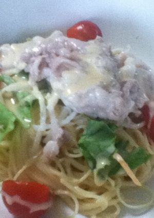10分で完成！豚しゃぶ胡麻マヨ冷製パスタ-レシピのメイン写真