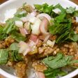 豚挽肉と香味野菜の丼