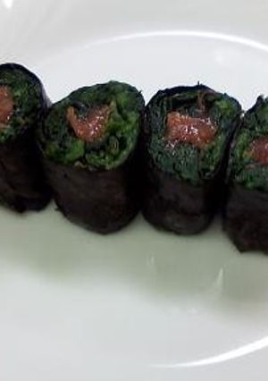 お弁当に　ほうれん草梅海苔巻き-レシピのメイン写真