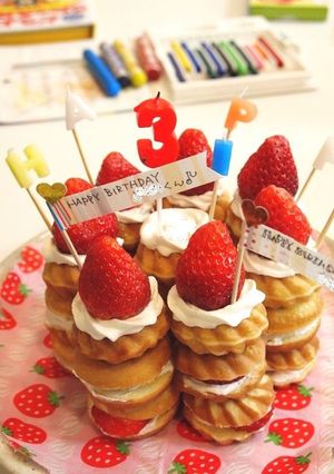 焼きドーナツdeお誕生日ケーキ風♪-レシピのメイン写真