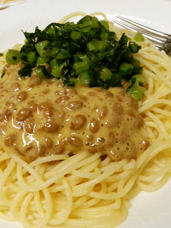 野沢菜と納豆のスパゲッティ-レシピのメイン写真