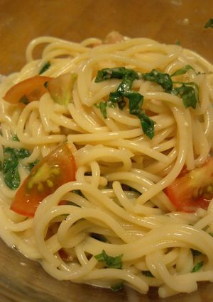 豆乳のもちもち冷製パスタ　シソ＆トマト-レシピのメイン写真