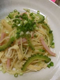 ノンオイル★ゴーヤと揚げの和風パスタ-レシピのメイン写真