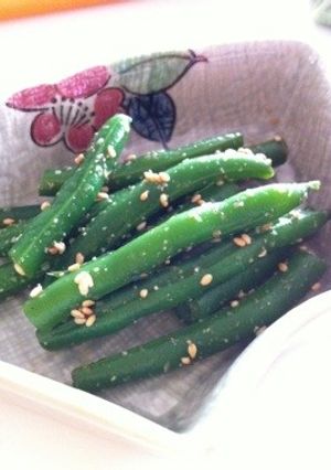 めんつゆで作るインゲンの胡麻和え。-レシピのメイン写真