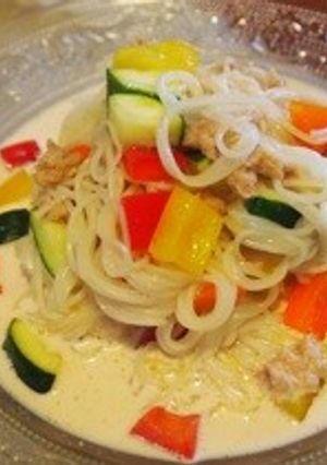Wパプリカクリームそうめん-レシピのメイン写真