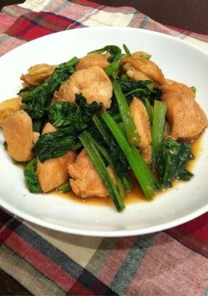簡単節約！焼肉風鶏と小松菜の炒め物-レシピのメイン写真