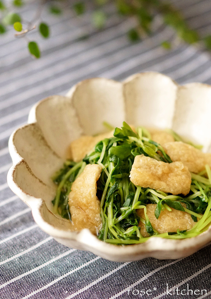 豆苗と油揚げの煮びたし-レシピのメイン写真