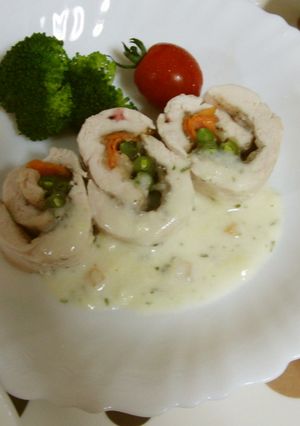 簡単♪野菜のチキン巻きクリームソース風-レシピのメイン写真