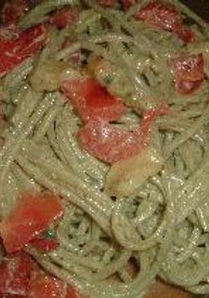 ひとり昼ごはん♪バジルスパゲッティ-レシピのメイン写真