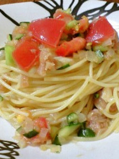 完熟トマトと生ハムの冷製パスタ-レシピのメイン写真