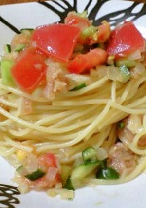 完熟トマトと生ハムの冷製パスタ-レシピのメイン写真