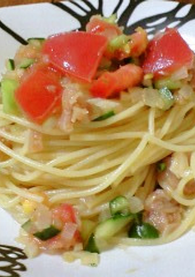 完熟トマトと生ハムの冷製パスタ-レシピのメイン写真