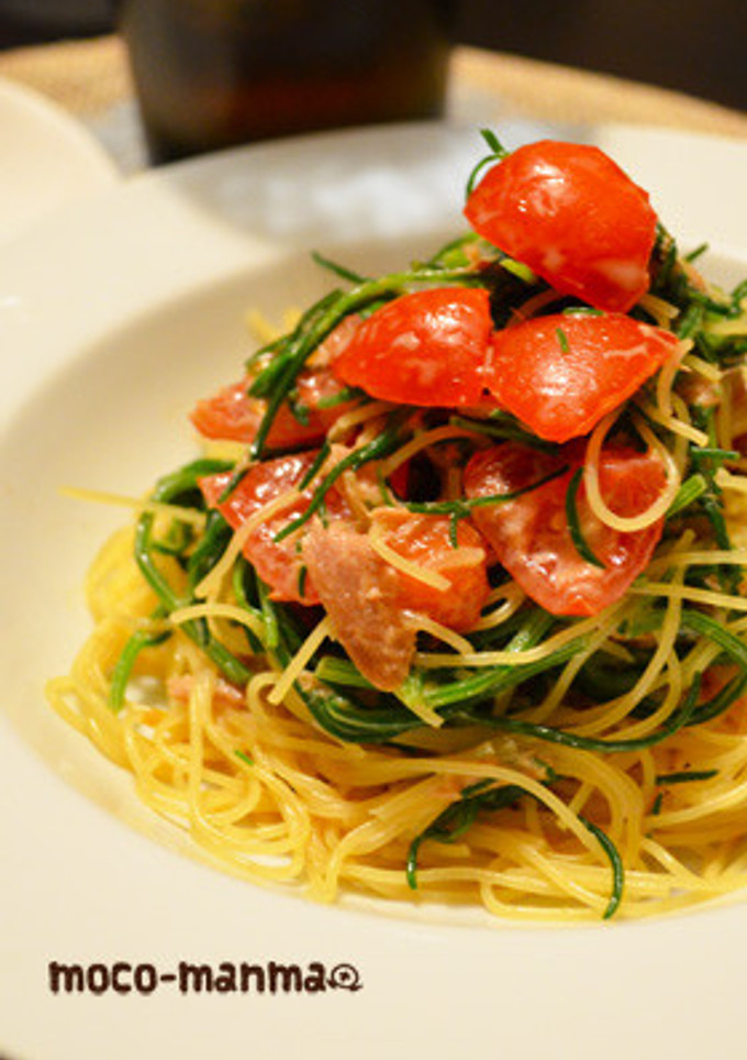 ＊おかひじきとトマトの冷製和風パスタ＊-レシピのメイン写真
