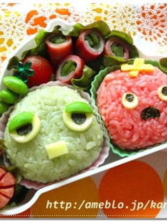 【キャラ弁】ガチャピン&ムックのお弁当-レシピのメイン写真