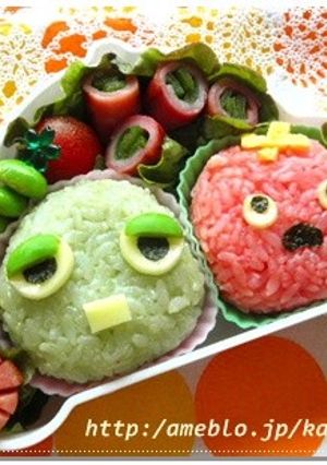 【キャラ弁】ガチャピン＆ムックのお弁当-レシピのメイン写真
