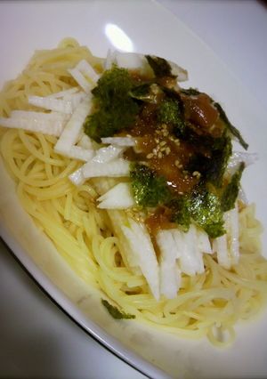 長芋と梅のあっさり冷製パスタ-レシピのメイン写真