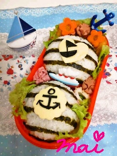 *キャラ弁*マリンnaボーダー柄おにぎり-レシピのメイン写真