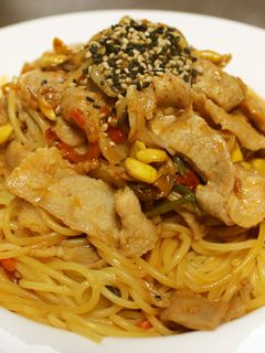 豚の生姜焼きパスタ-レシピのメイン写真