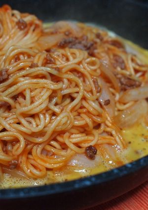 焼きそば麺の卵かけナポリタン！！-レシピのメイン写真