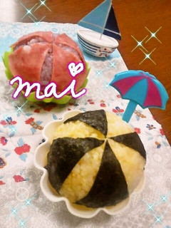 *キャラ弁*ビーチボールおにぎり-レシピのメイン写真