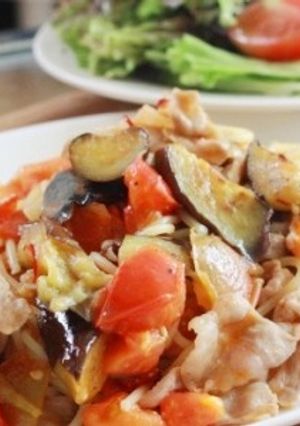 茄子とフレッシュトマトのスパゲティ-レシピのメイン写真