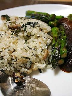 炊飯器キノコピラフ×バターソテープレート-レシピのメイン写真