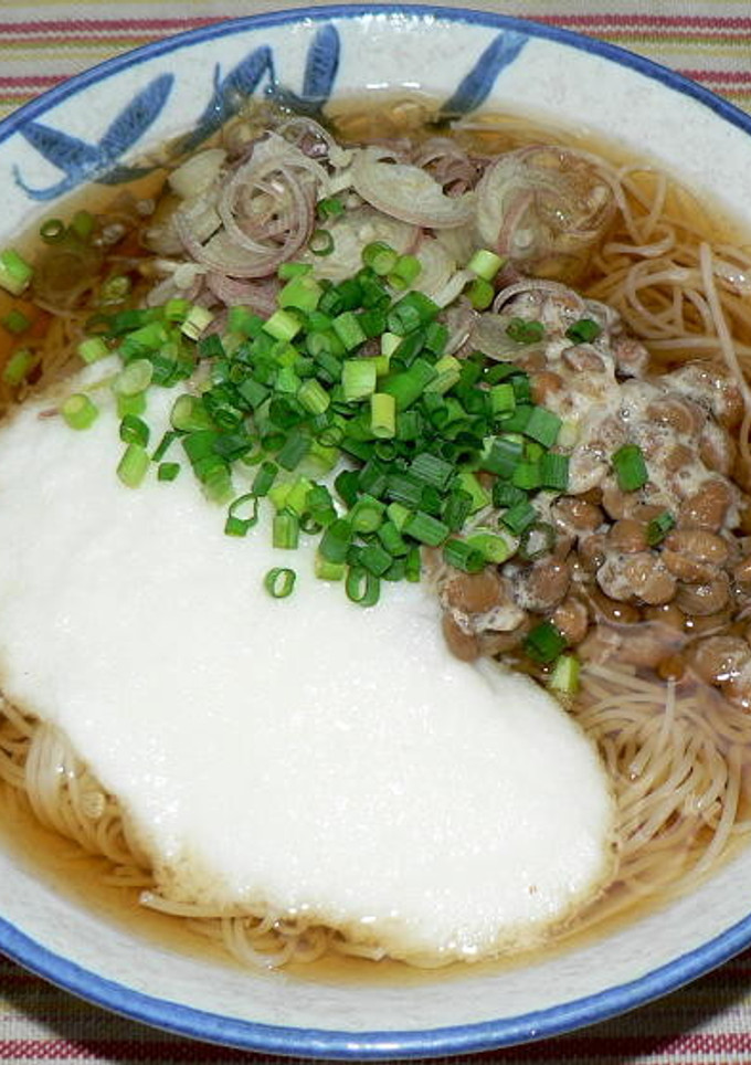 とろろと納豆のぶっかけそうめん-レシピのメイン写真