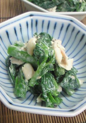 つるむらさきと干物の胡麻マヨ和え-レシピのメイン写真