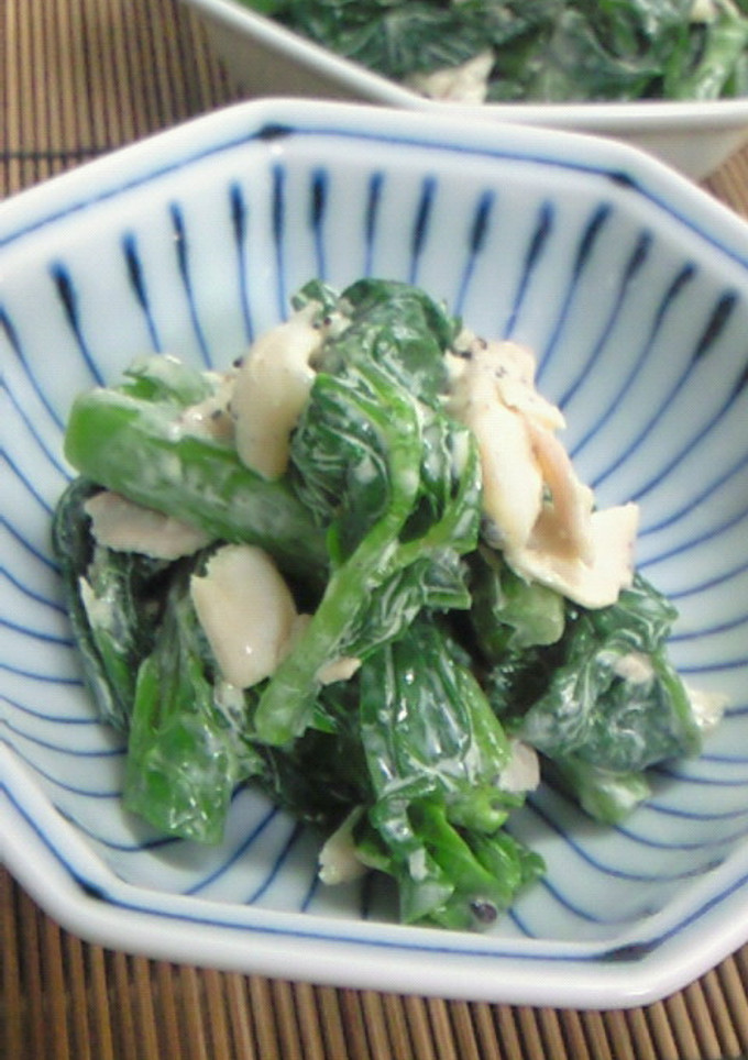 つるむらさきと干物の胡麻マヨ和え-レシピのメイン写真