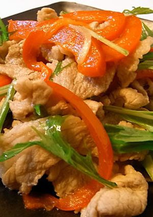 夏野菜♪　パプリカと水菜の豚肉炒め-レシピのメイン写真