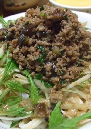 ごまだれのサラダうどん〜甘辛そぼろのせ-レシピのメイン写真