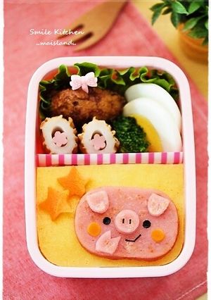 スパムdeこんがりブタちゃん＊キャラ弁-レシピのメイン写真