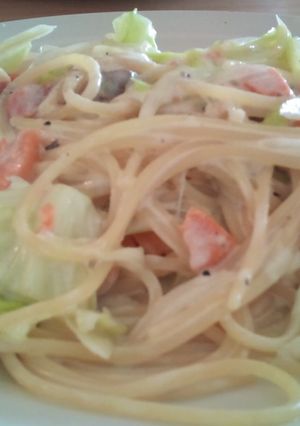 スモークサーモンとキャベツのパスタ-レシピのメイン写真