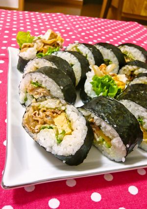 ✿簡単！韓国風豚バラ肉の巻き寿司✿-レシピのメイン写真