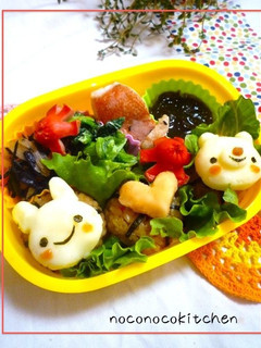 ポテトで簡単☆ウサギとくま*キャラ弁*-レシピのメイン写真