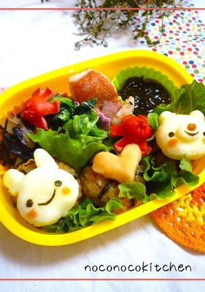 ポテトで簡単☆ウサギとくま＊キャラ弁＊-レシピのメイン写真