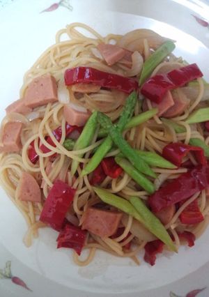 コンソメとめんつゆの彩りパスタ-レシピのメイン写真