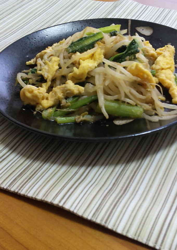 小松菜ともやしと卵の胡麻味噌炒め-レシピのメイン写真
