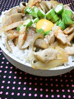 ヘルシーなキノコと鶏ササミの丼♪♪-レシピのメイン写真