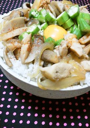 ヘルシーなキノコと鶏ササミの丼♪♪-レシピのメイン写真