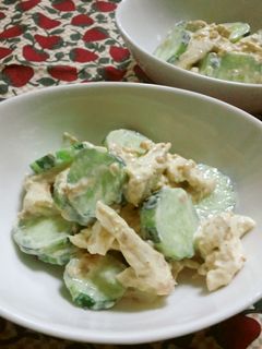 梅マヨとめんつゆが合う〜鶏むね&きゅうり-レシピのメイン写真