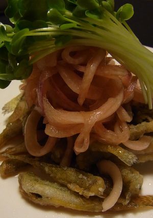 ハゼの唐揚げ　タマネギドレッシング-レシピのメイン写真