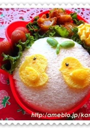 【キャラ弁】ひよこサンドイッチのお弁当-レシピのメイン写真