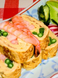 モニターコラボ 海老と隠元の厚焼き卵-レシピのメイン写真