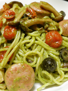 ソーセージときのこのジェノバソースパスタ-レシピのメイン写真